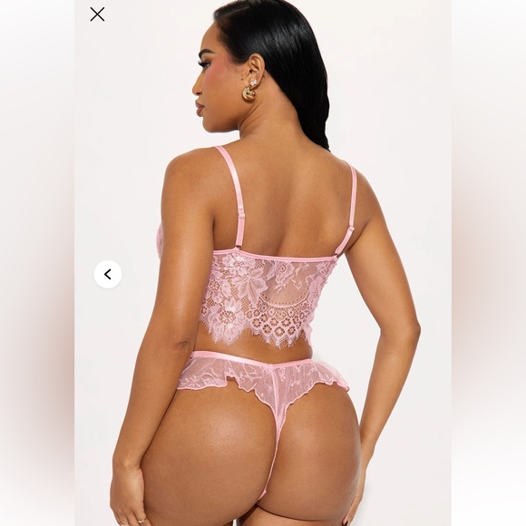 Fashion Nova Pink Lace Chemise Set - Picture 3 of 4